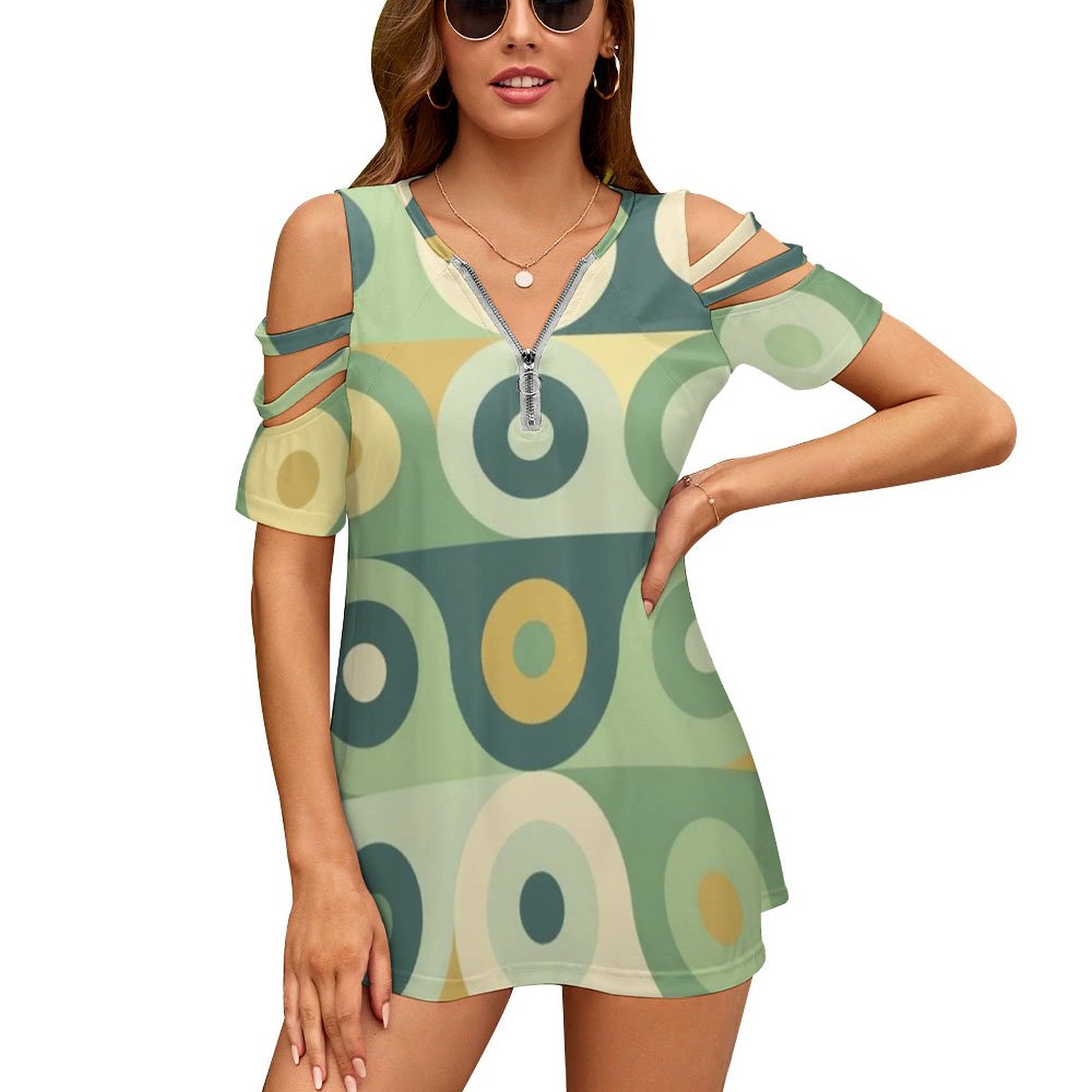 Women'S Fashion Of The 60S - Groovy 70's Pattern Women Zipper Various