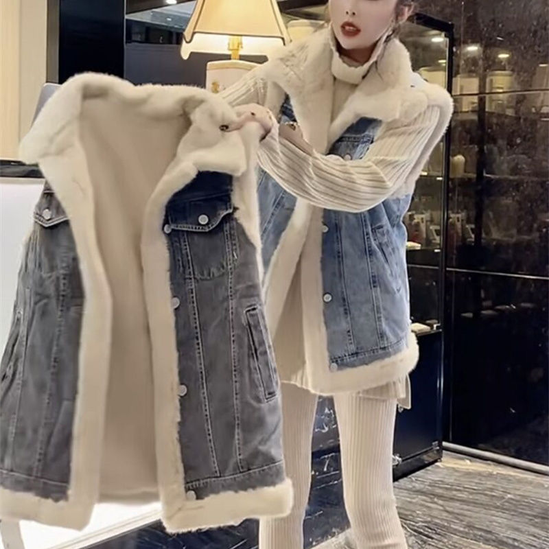 Women'S Fashion Gilet - Women's Polar Fleece Vest Sleeveless Denim