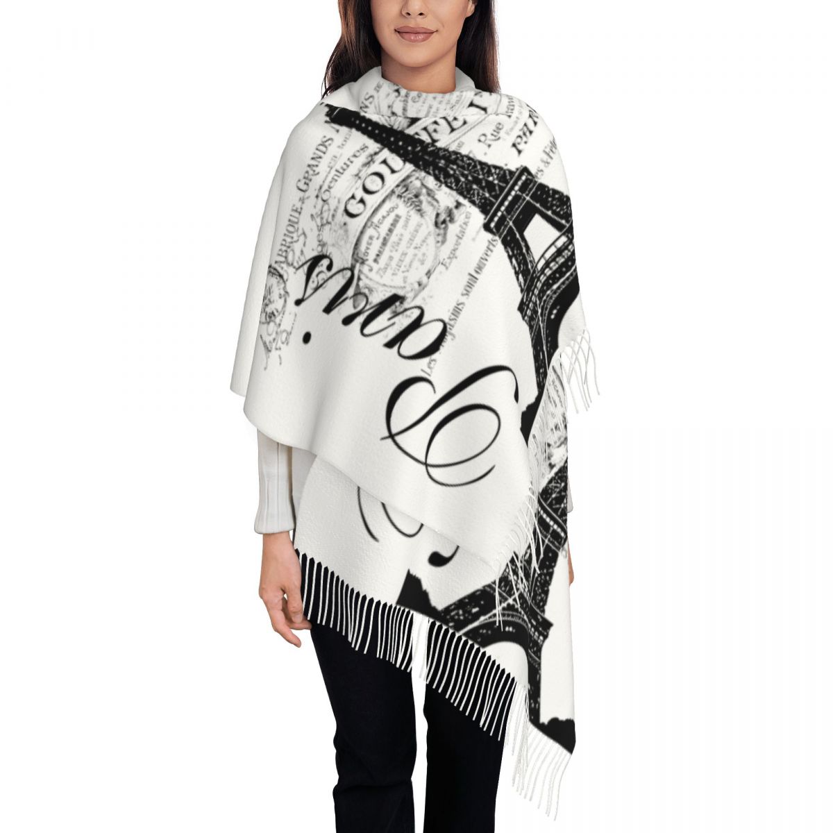 Women'S Fashion Paris - Custom Printed Vintage Eiffel Tower Scarf