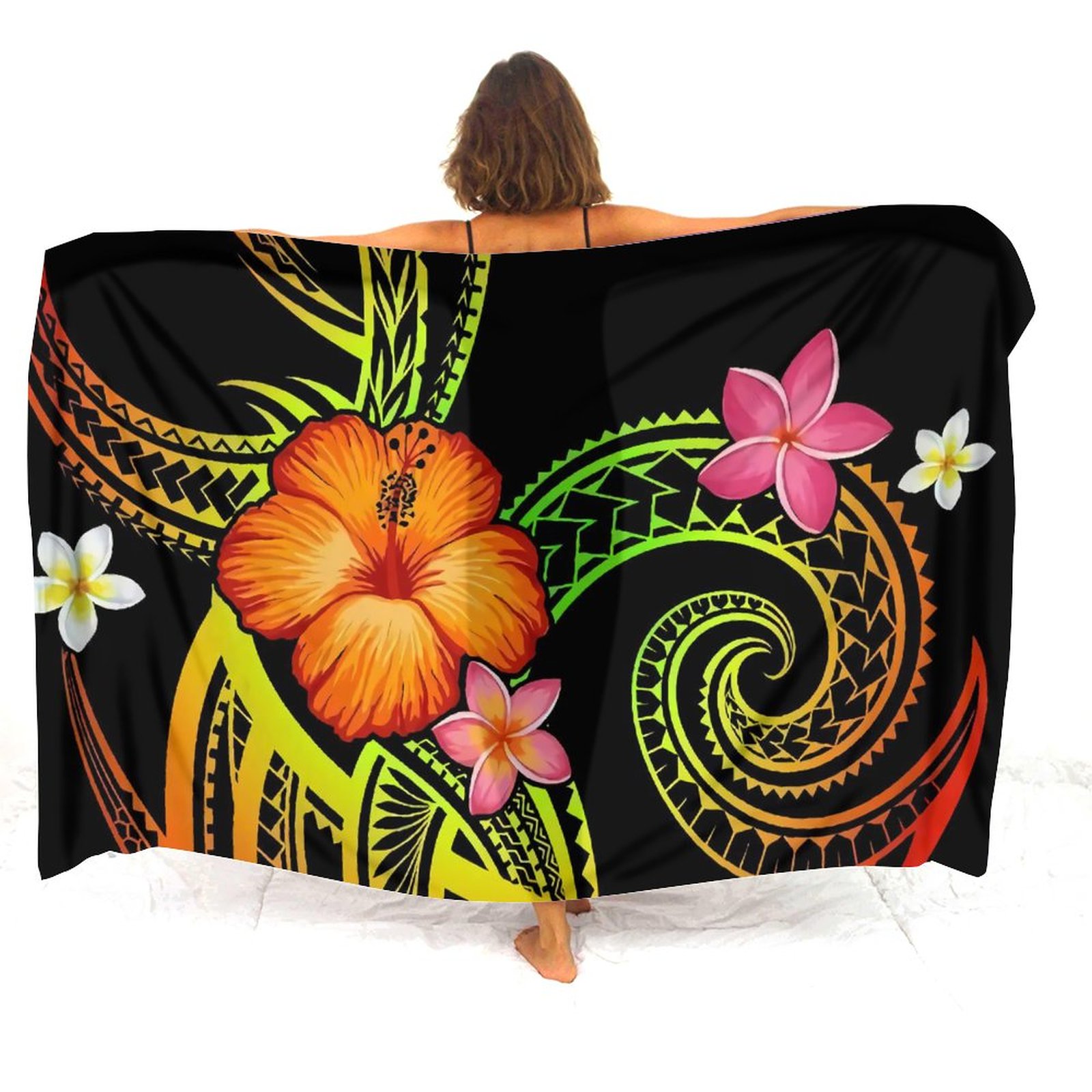 Printed Wrap Skirt - Polynesian Art Print Sarong Ladies Beach
