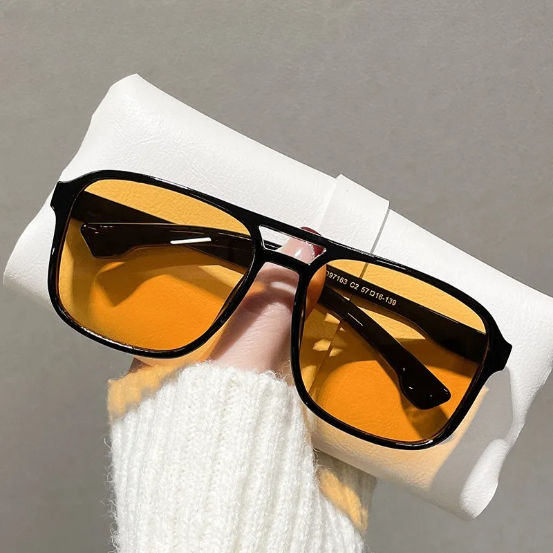 Women'S Fashion Eyewear - Square Double Bridges Sunglasses Women Retro