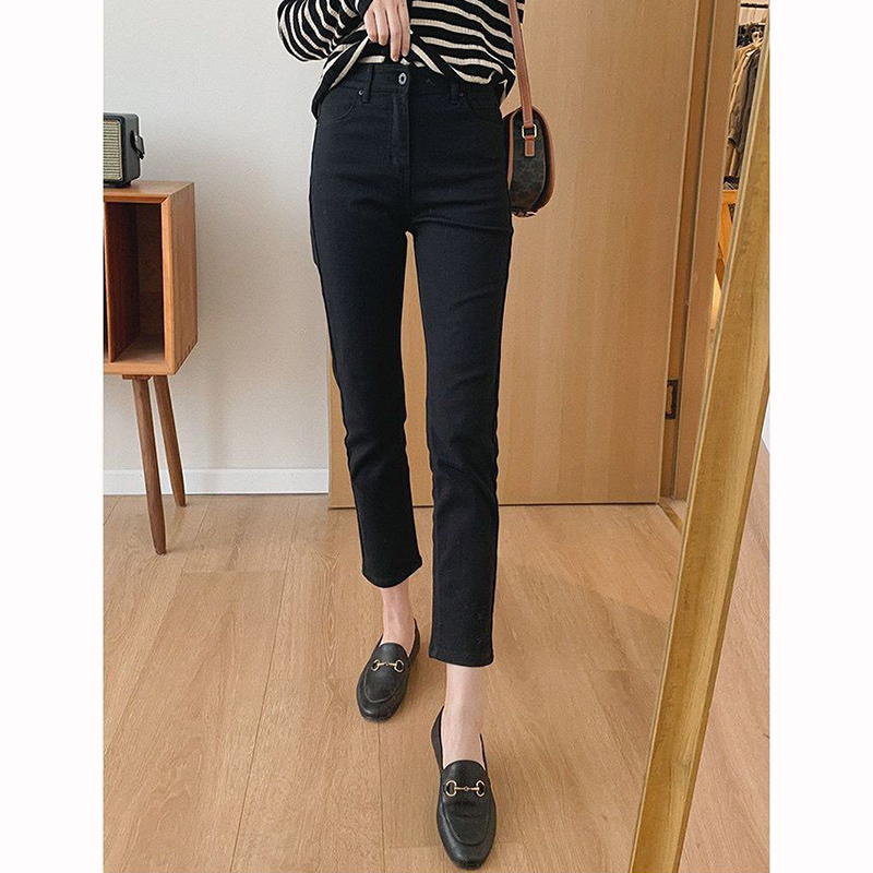 Mom Jeans Women - Lady Classic Solid High Waist Jeans