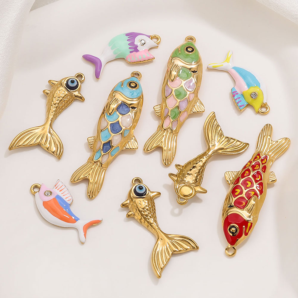 Women'S Fashion Earrings - 2-3pcs Stainless Steel Cute Golden Enamel