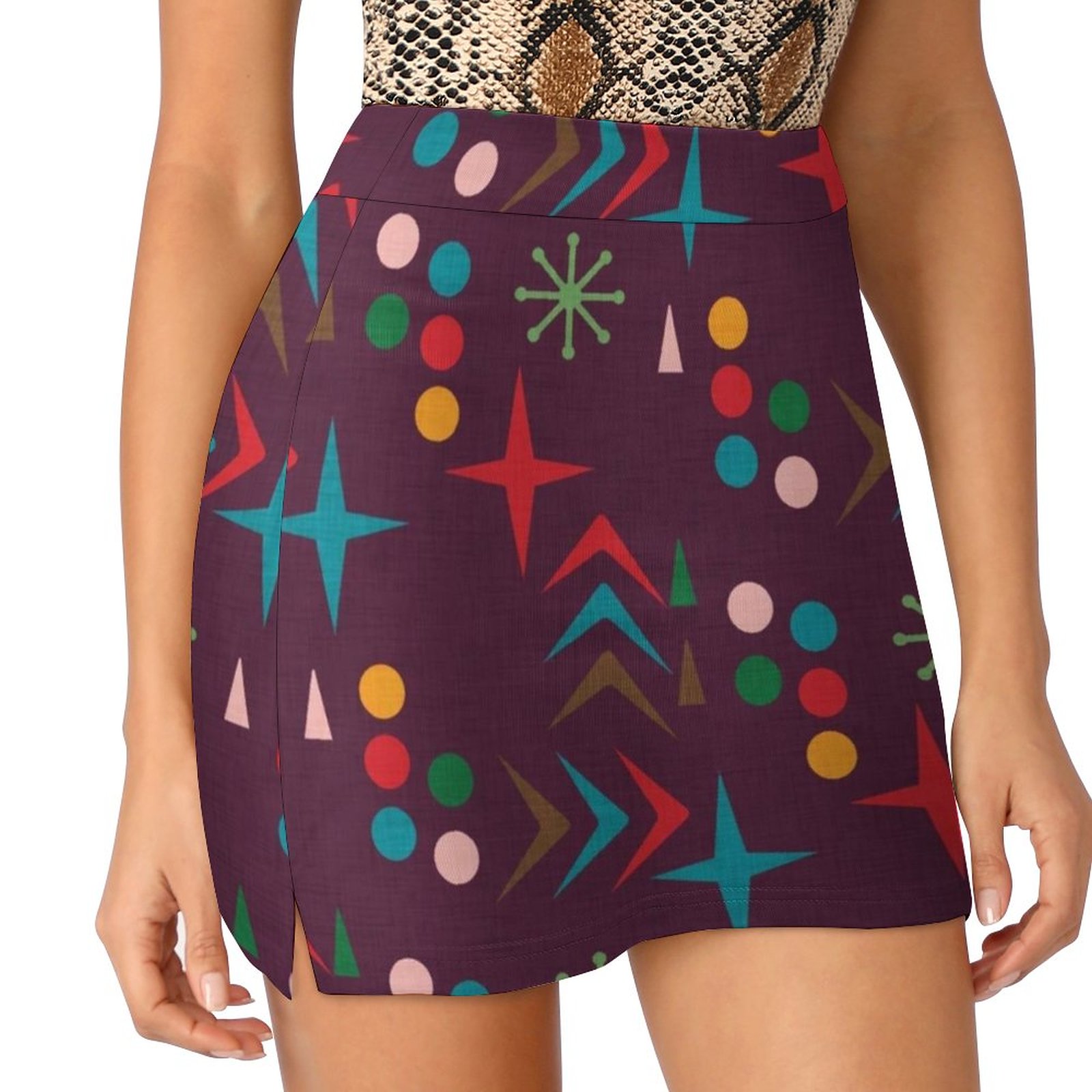 Women'S Fashion Of The 60S - Atomic Pattern Purple Mid Century Modern