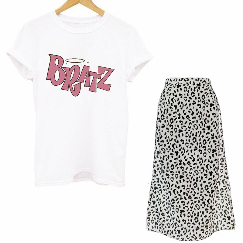 Printed Wrap Skirt - Women Two Piece Set Street Goth