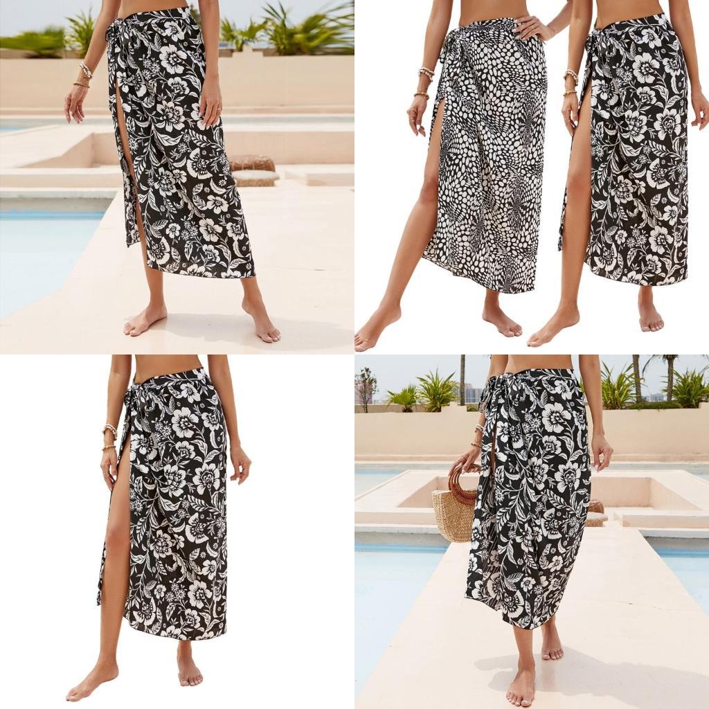 Printed Wrap Skirt - 652F Beach-Sarong-Pareo for Womens Long Floral