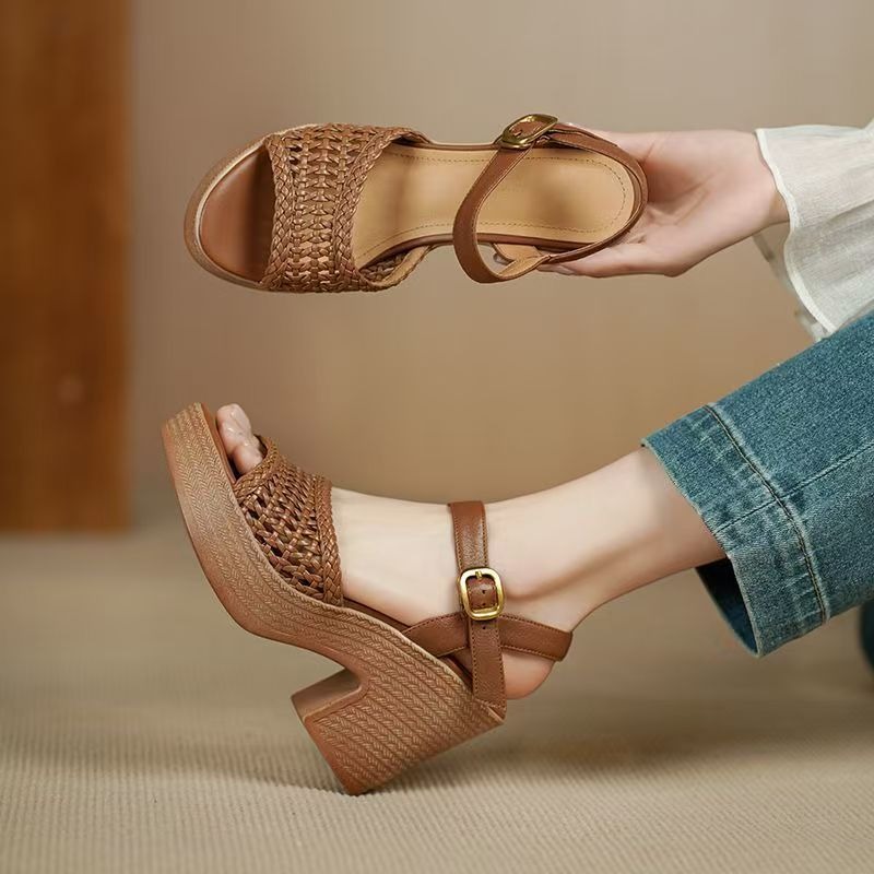 Women'S Fashion Spring 2025 - Elegant Women's Braided High Heels Sandals