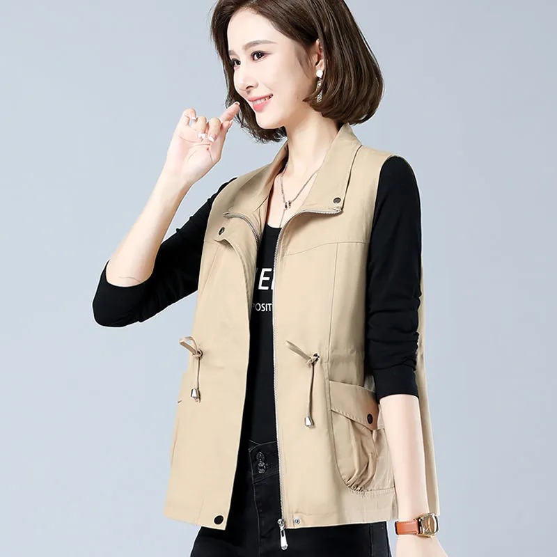 Women'S Fashion Gilet - Women's Lightweight Stand Collar Vest With