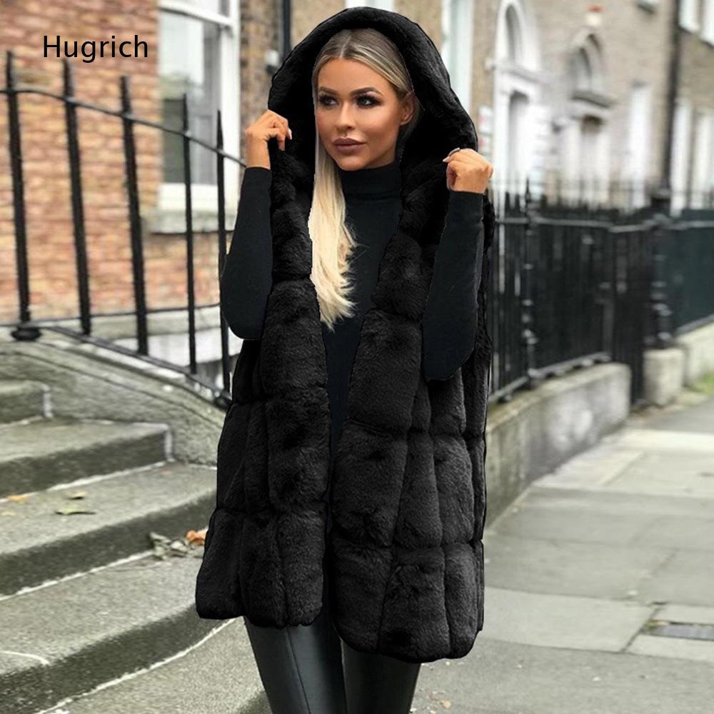 Women Brown Faux Fur Hooded Ve - Women'S Fashion Gilet review and price