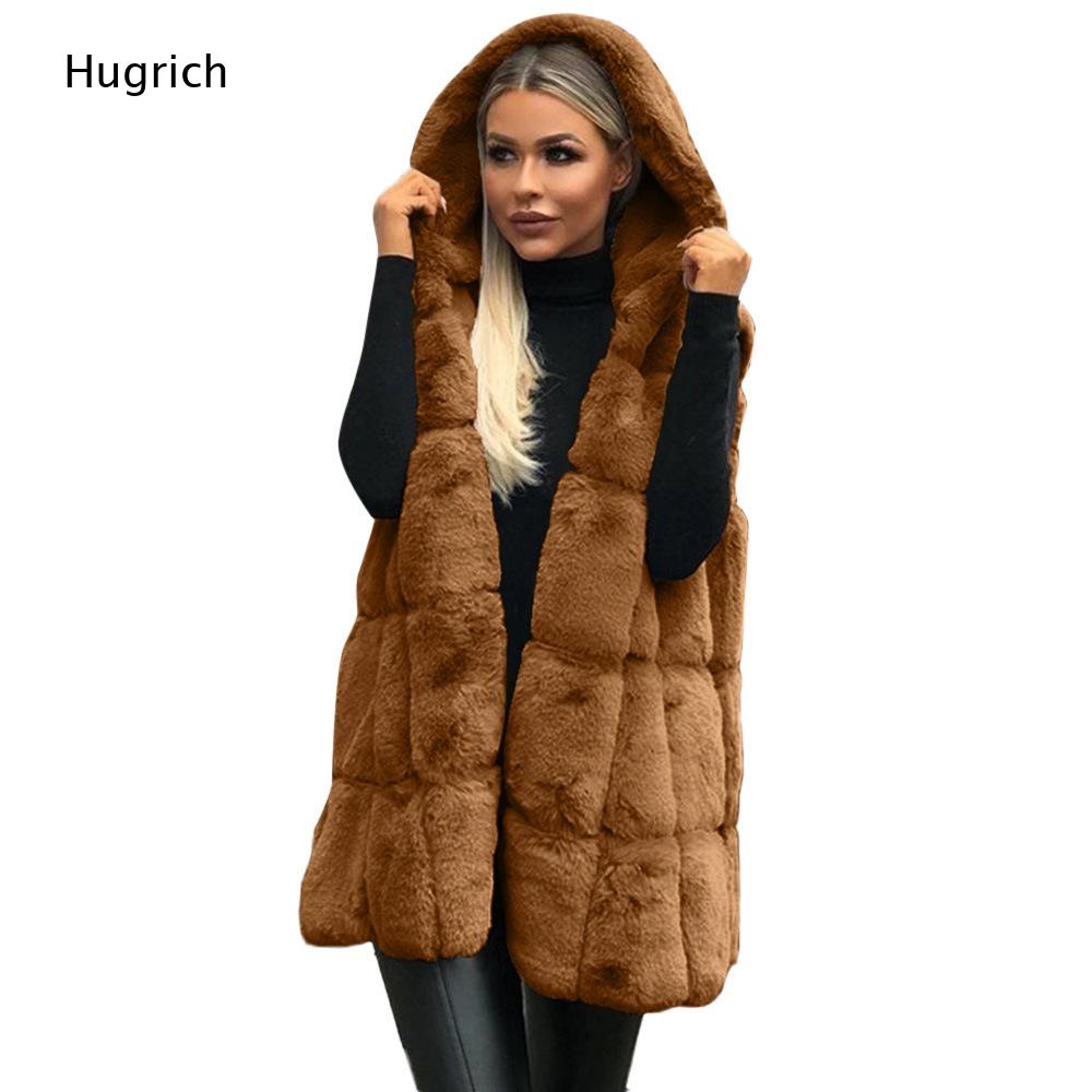 Women Brown Faux Fur Hooded Ve - Women'S Fashion Gilet review and price