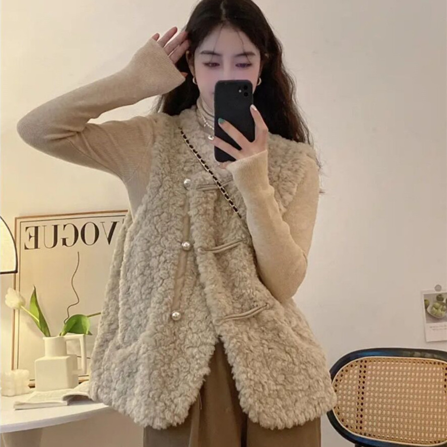 Women's Vests Lamb Plush White - Women'S Fashion Gilet review and price