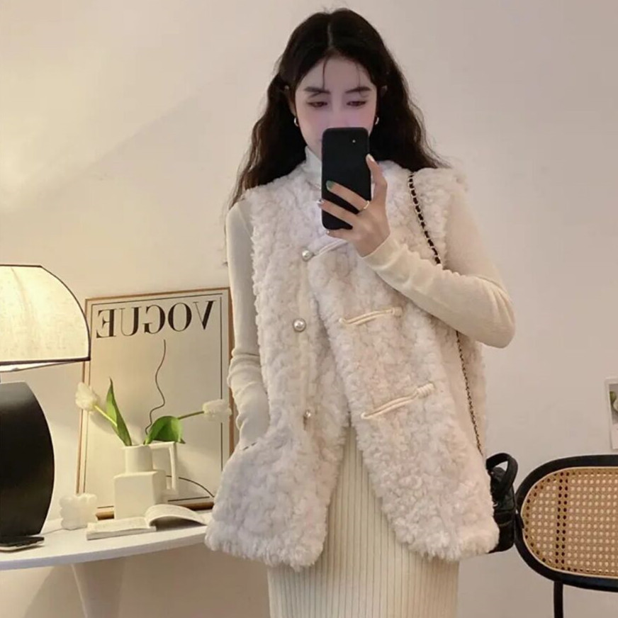 Women's Vests Lamb Plush White - Women'S Fashion Gilet review and price