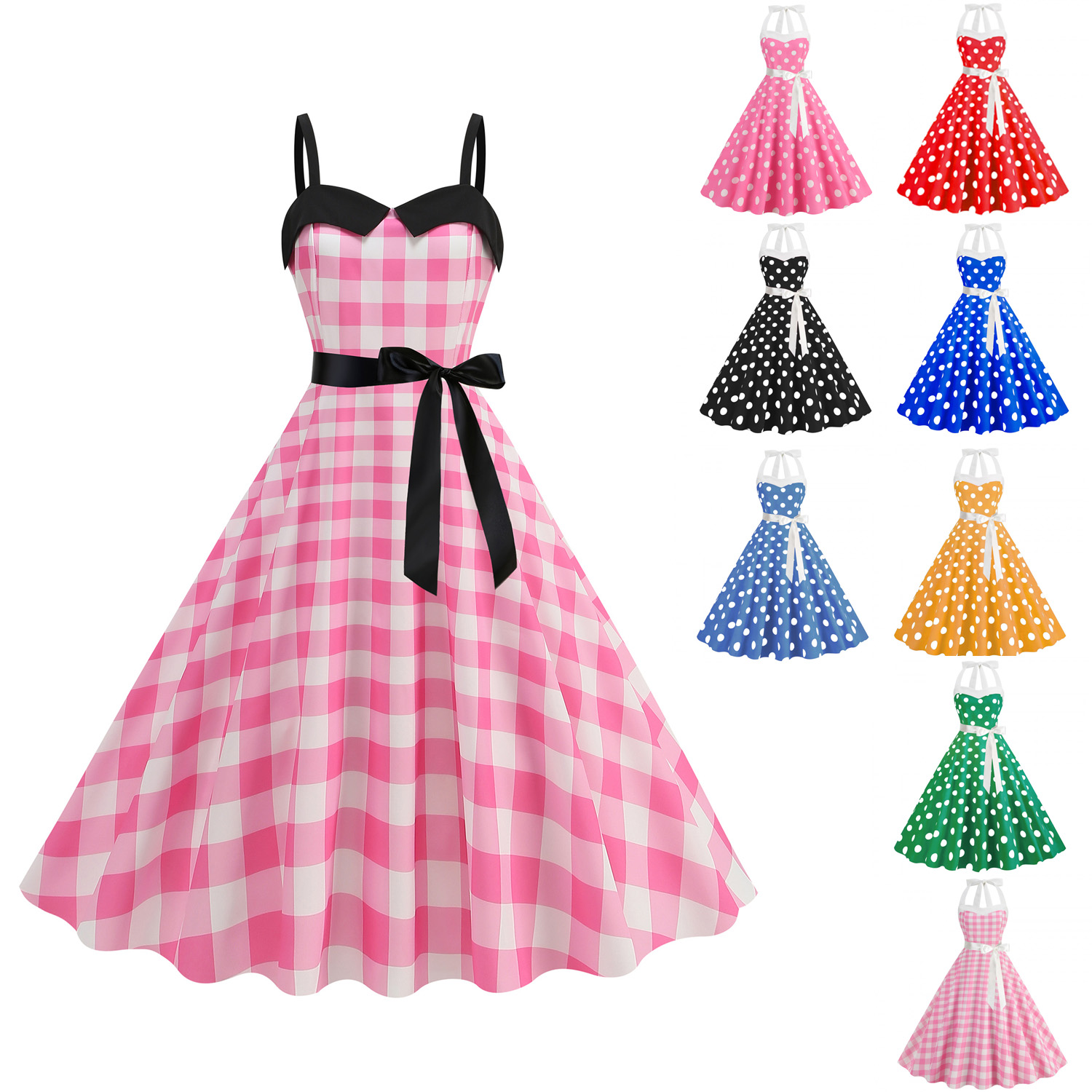 Elegant Women Polka Dot Dress  - Women'S Fashion Of The 60S review and price