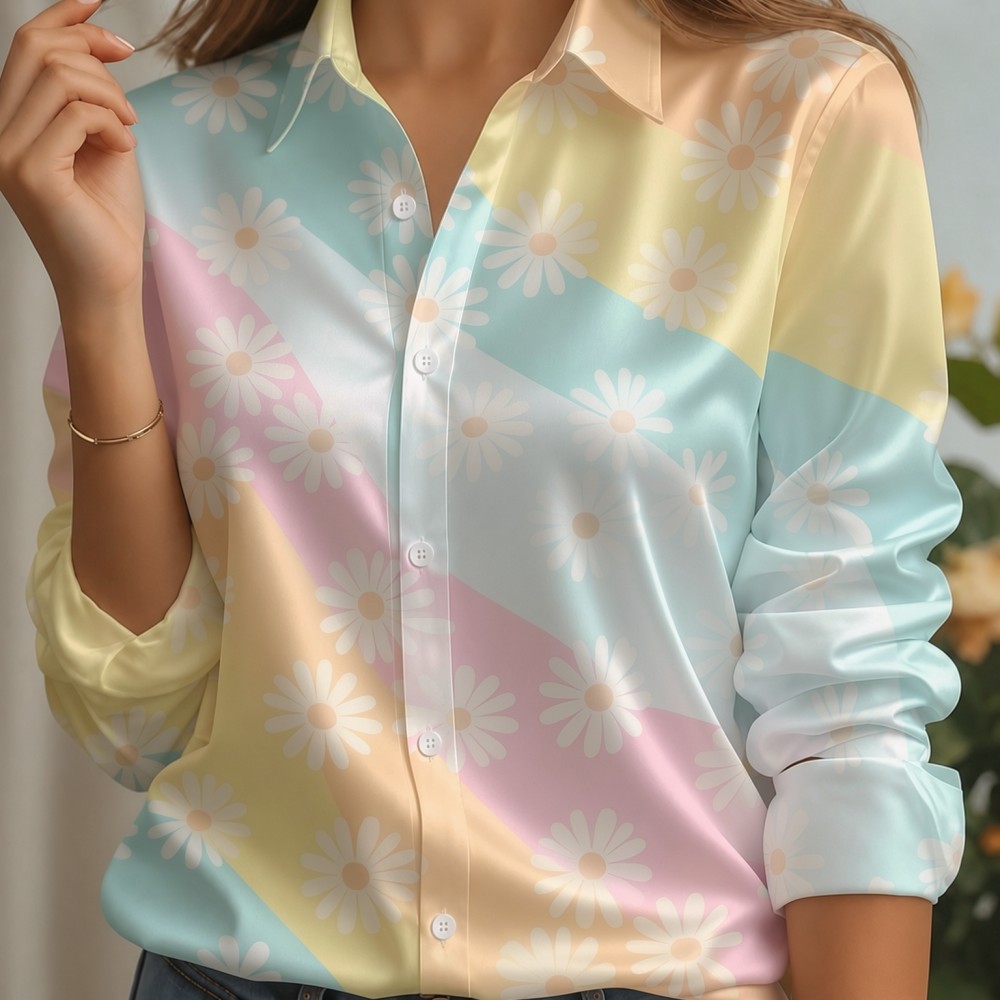 Women Satin Lapel Collar Shirt - Women Fashion Styles review and price
