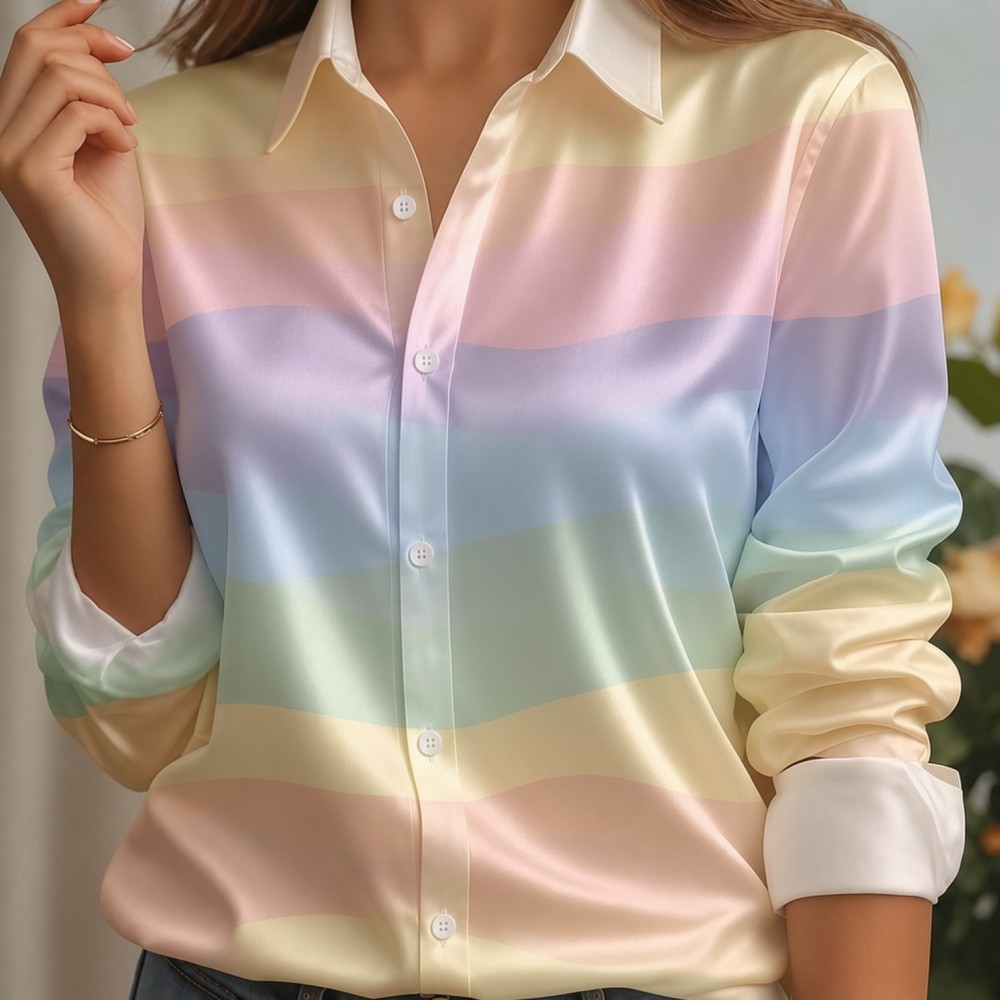 Women Satin Lapel Collar Shirt - Women Fashion Styles review and price