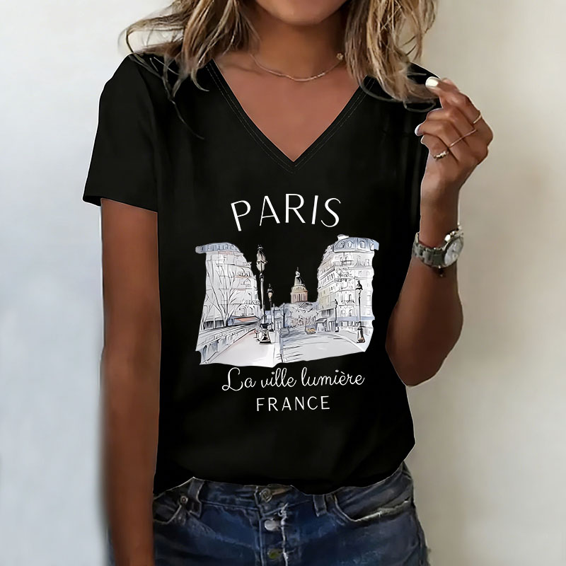 Vintage Paris T-shirt V Neck C - Women'S Fashion Paris review and price