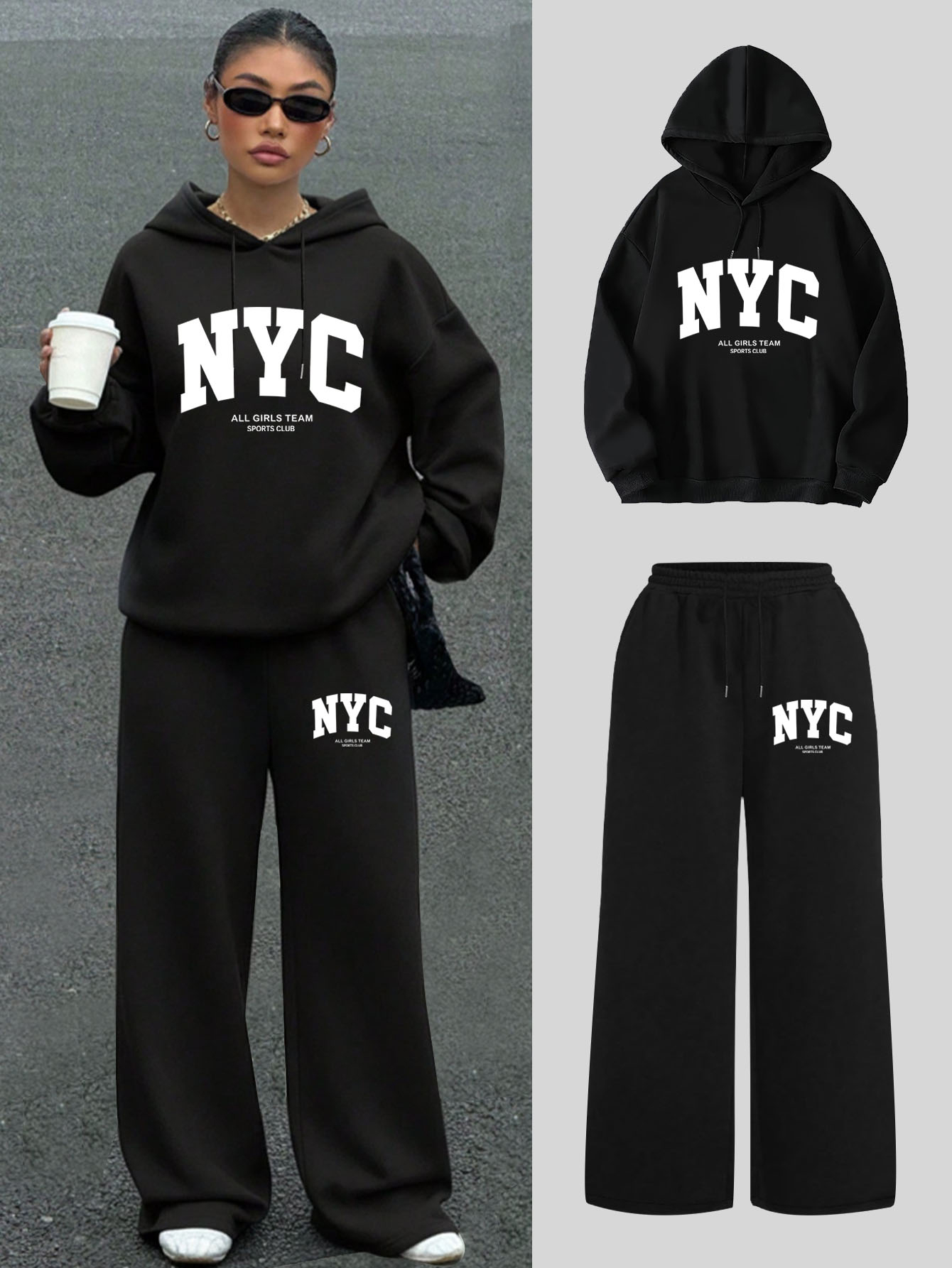 NYC Print Fleece Women Tracksu - Hoodie Women Oversized review and price