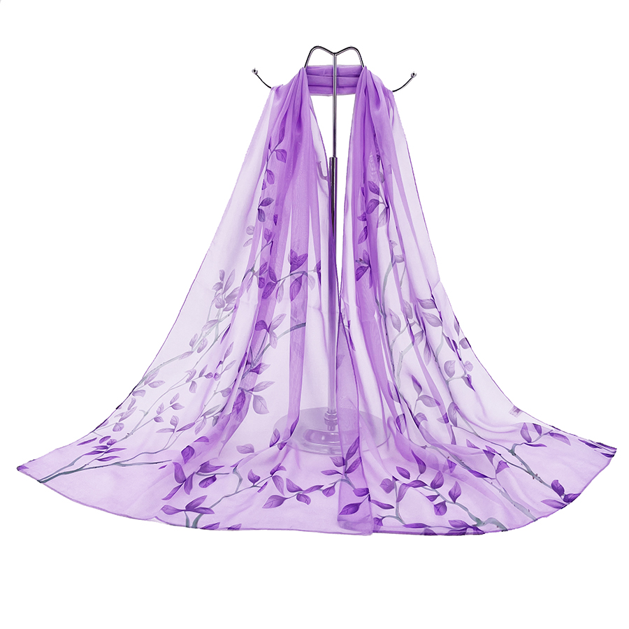Leaf Print Silk-like Chiffon S - Printed Wrap Skirt review and price
