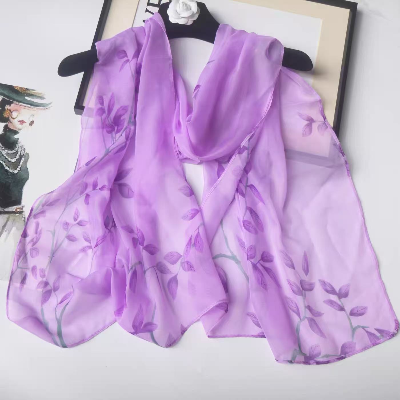 Leaf Print Silk-like Chiffon S - Printed Wrap Skirt review and price