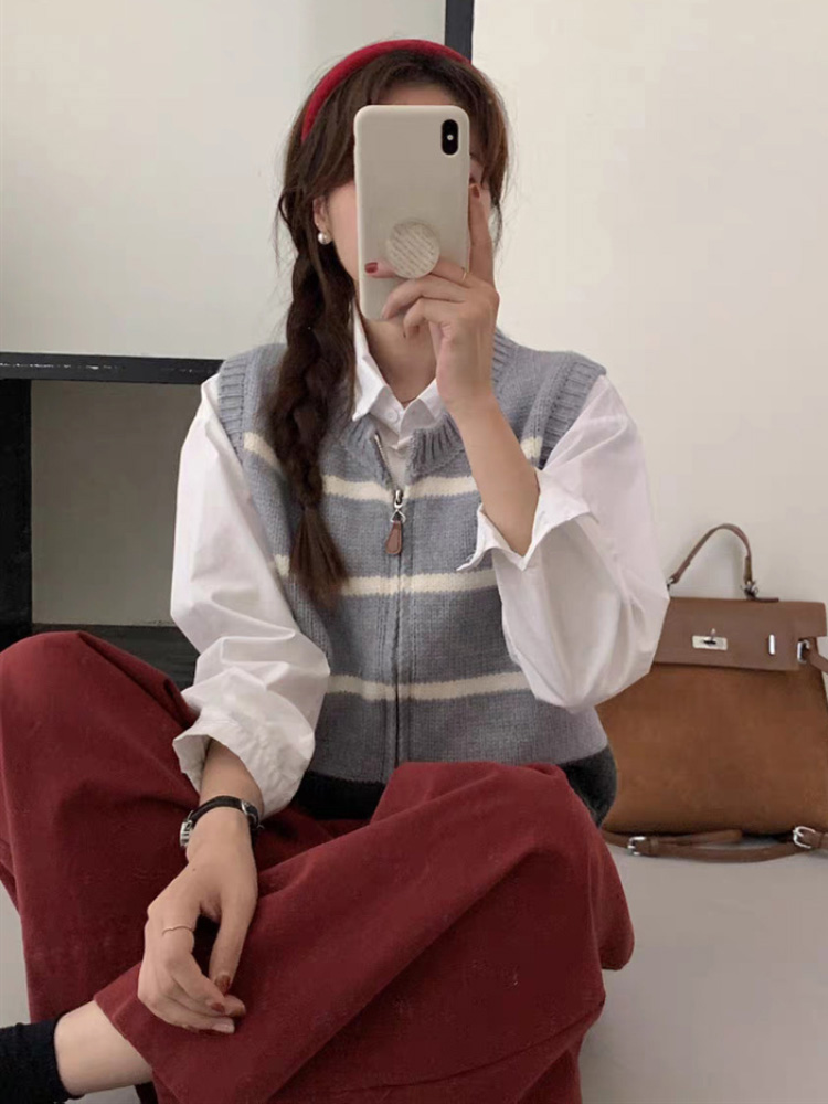 Striped Zipper Cardigan Knitte - Women'S Fashion Gilet review and price