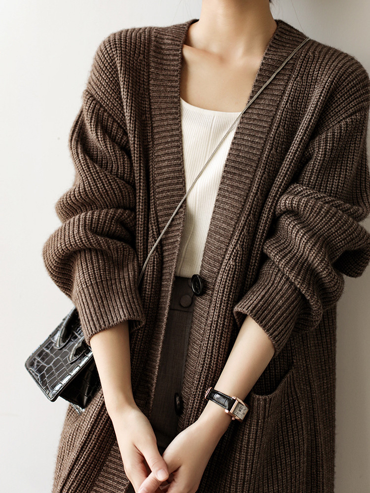 Baggy Long Knitted Cardigan Si - Women'S Fashion Gilet review and price