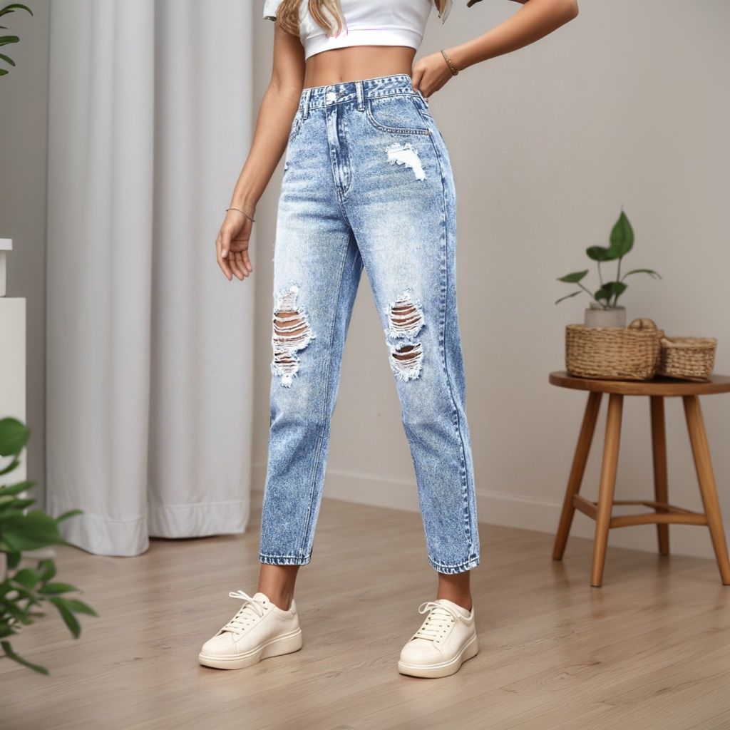 Women's Slim Fit Jeans with Ri - Mom Jeans Women review and price