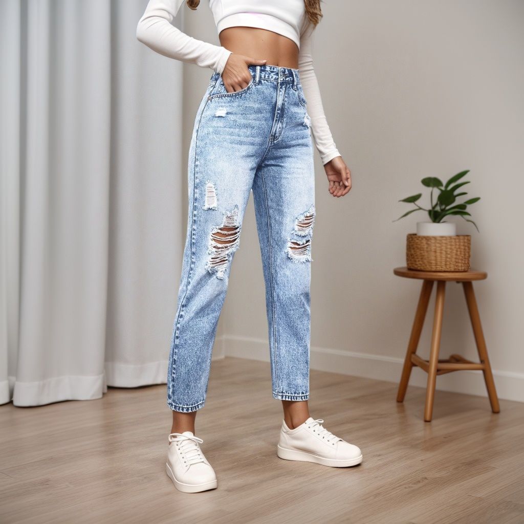 Women's Slim Fit Jeans with Ri - Mom Jeans Women review and price