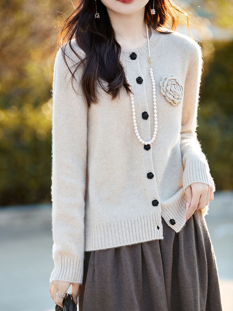 Flower Knitted Cardigan Long S - Women'S Fashion Gilet review and price