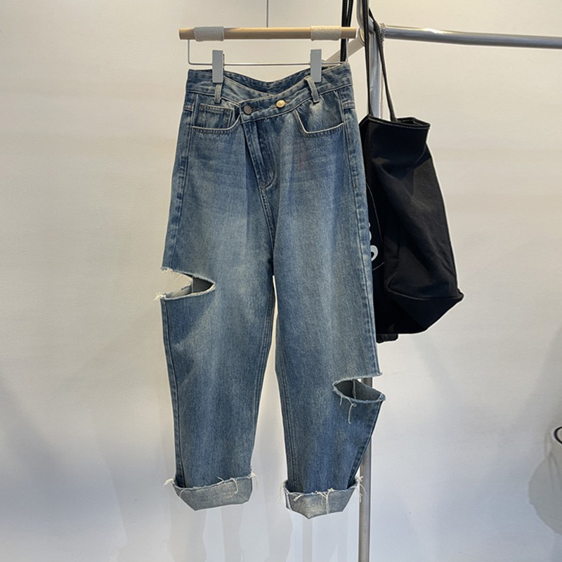 Summer Women Ripped Jeans High - Women'S Fashion Trousers review and price