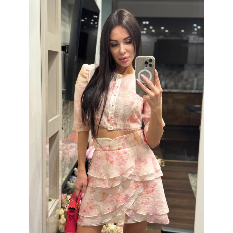 Floral Printed Matching Set Cr - Printed Wrap Skirt review and price