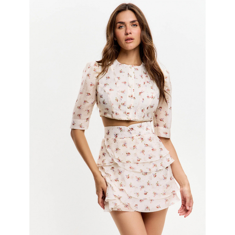 Floral Printed Matching Set Cr - Printed Wrap Skirt review and price
