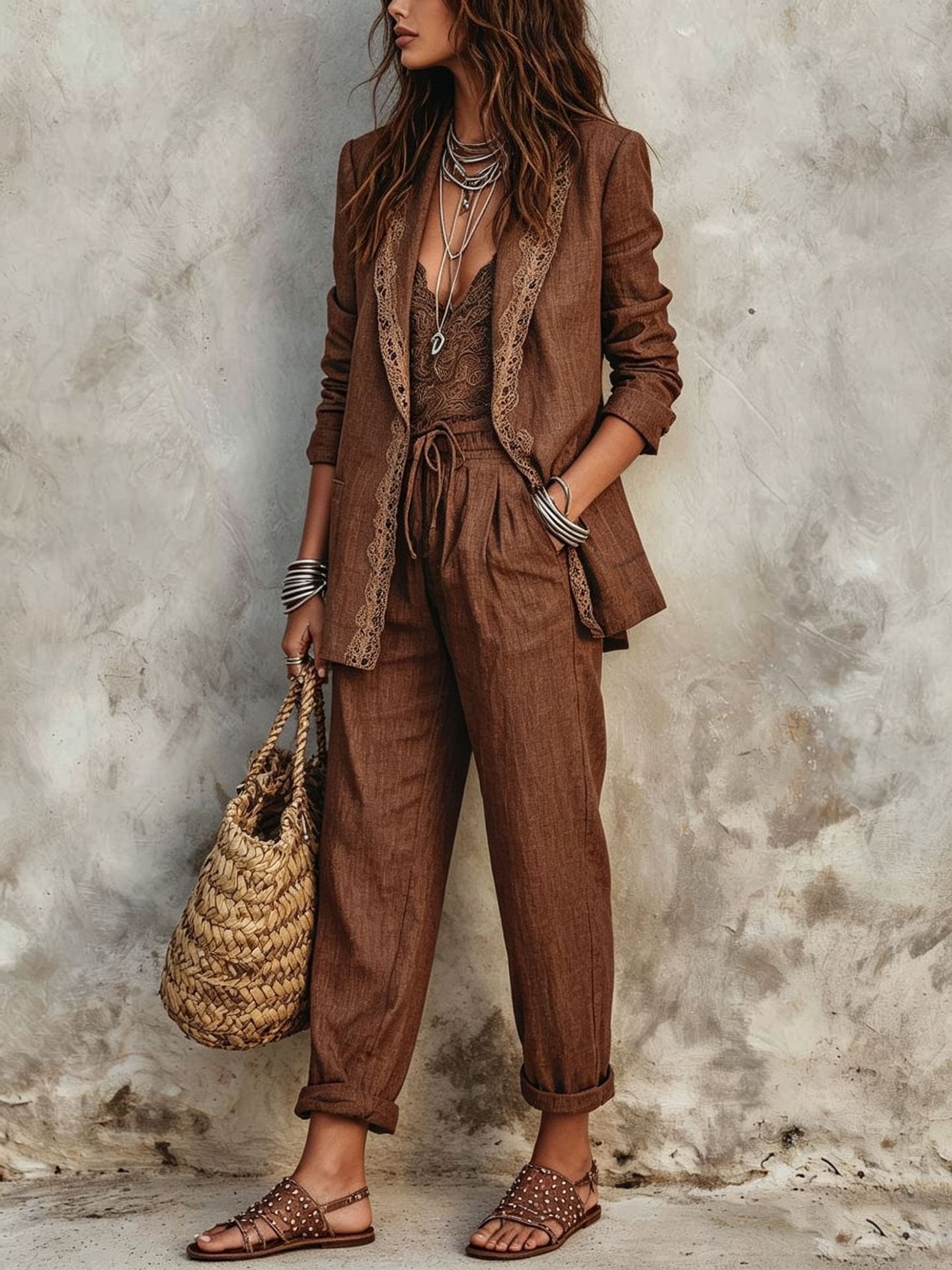 Casual Blazer Two Piece Set Wo - Women'S Fashion Trousers review and price